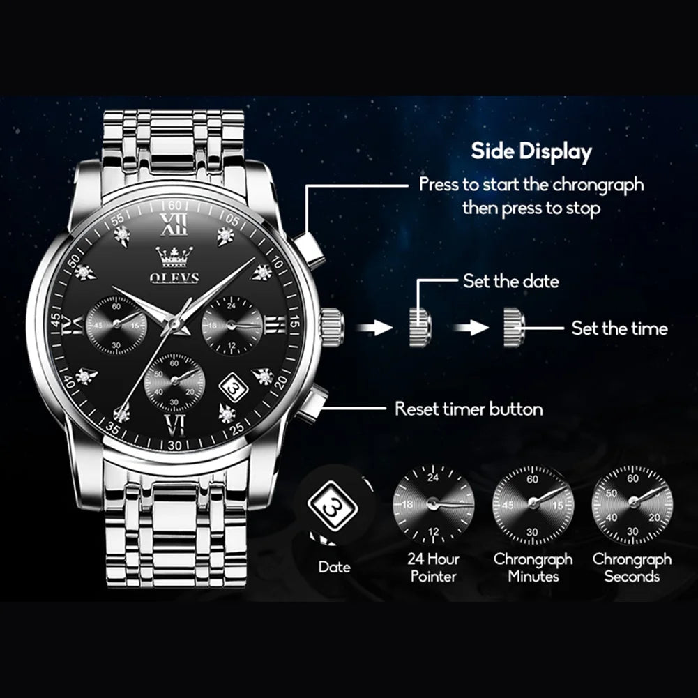 Blue Watches for Men  Watch Men Blue Face Luxury Watches for Men Gold and Silver Stainless Steel Men Watch Dress Waterproof Watch for Men