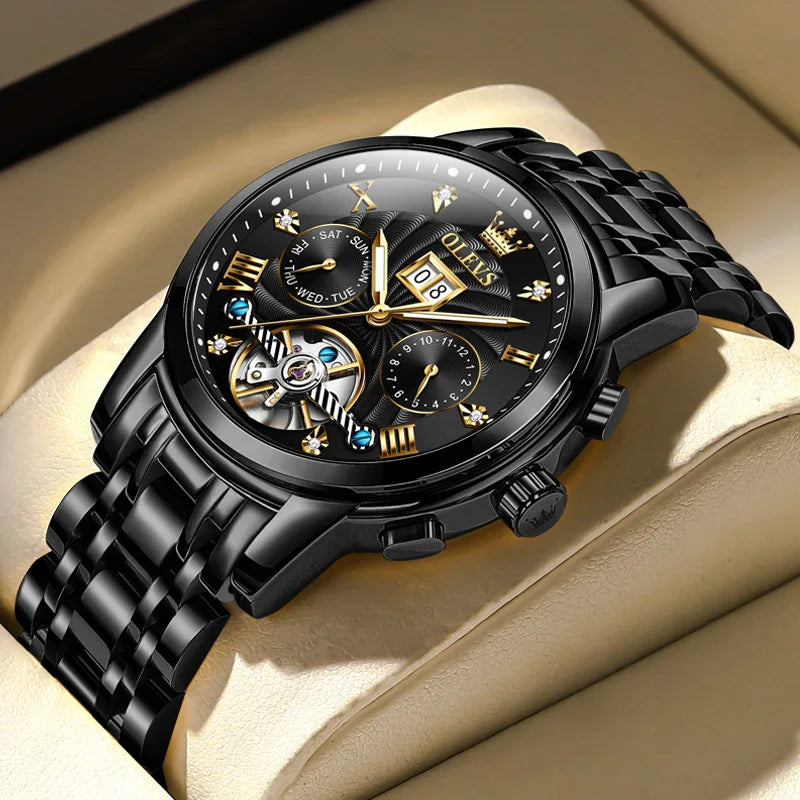 Luxury Watches for Men Automatic Watch Waterproof Stainless Steel Mechanical Watches Gift Box Luminous Male Wristwatch